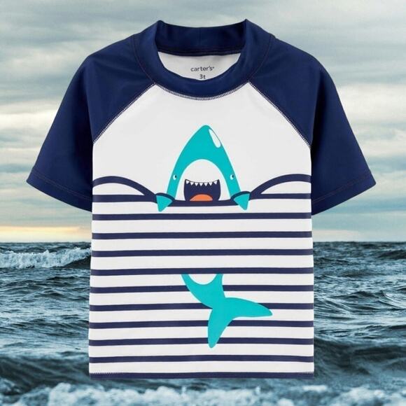Carter's Boys Rashguard Shark Swin Top 6m - Picture 1 of 5